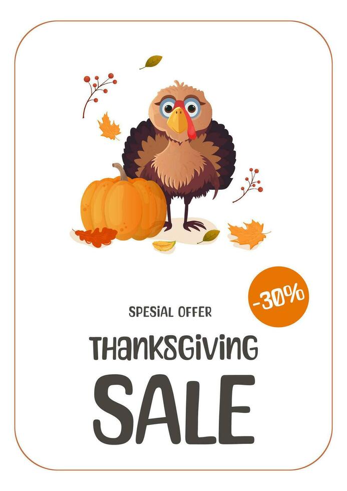 Thanksgiving sale flyer on white background vector