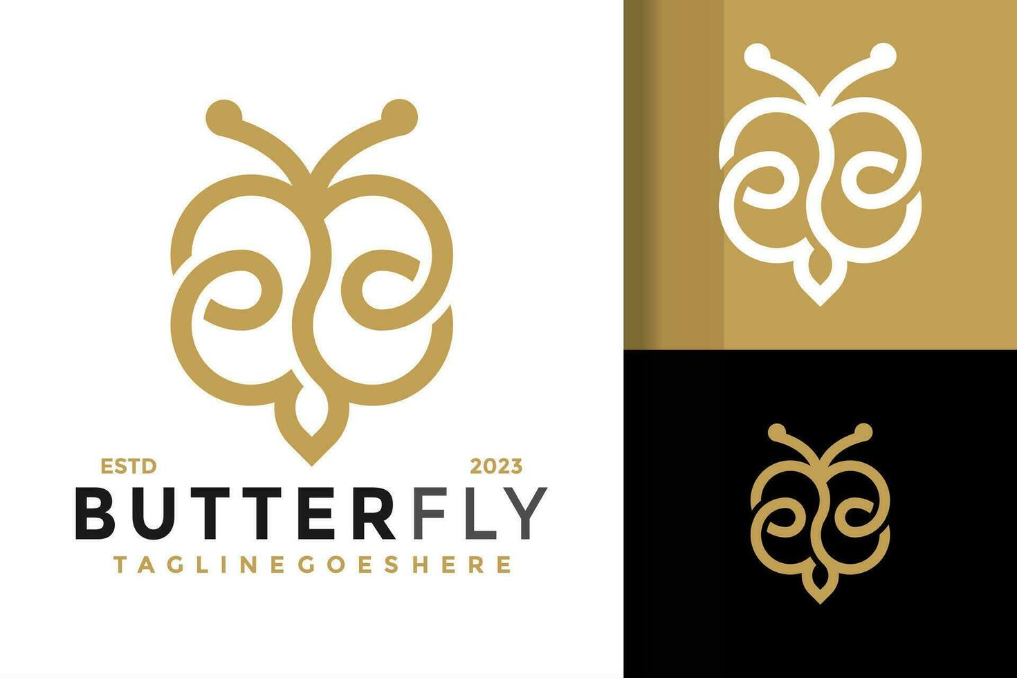 Letter B Butterfly logo design vector symbol icon illustration