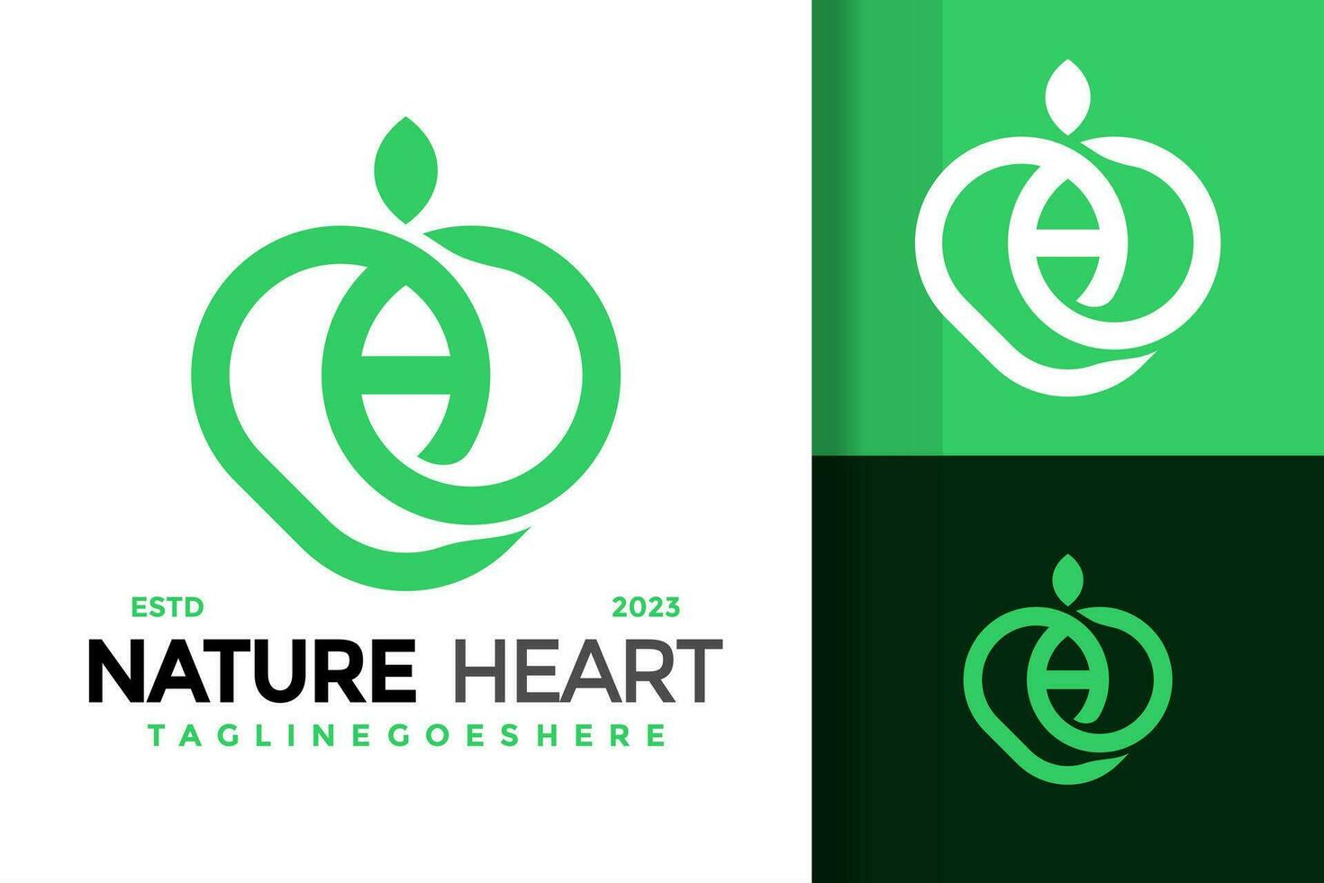 Letter A Nature Heart logo design vector symbol icon illustration