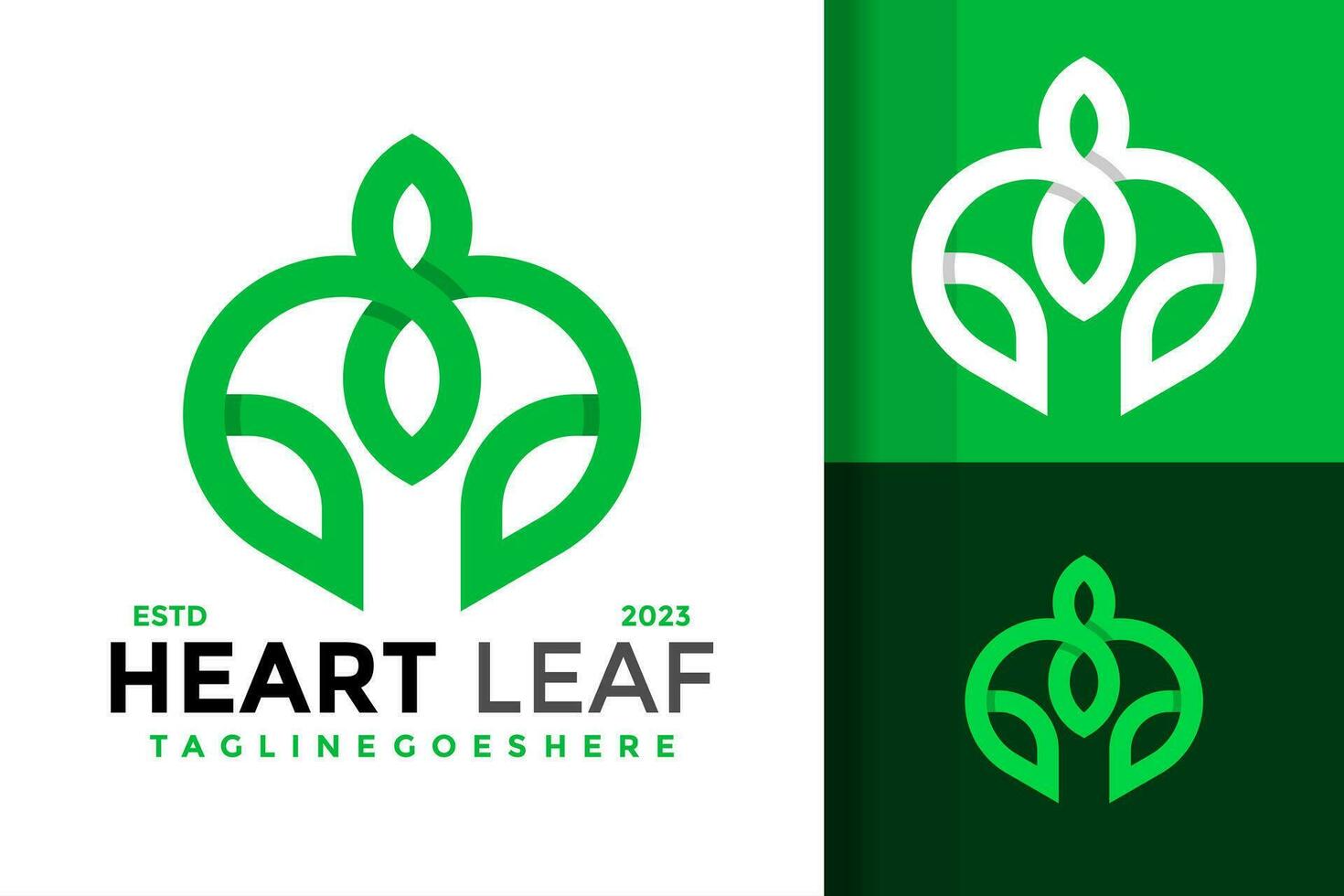 Heart nature leaf logo design vector symbol icon illustration