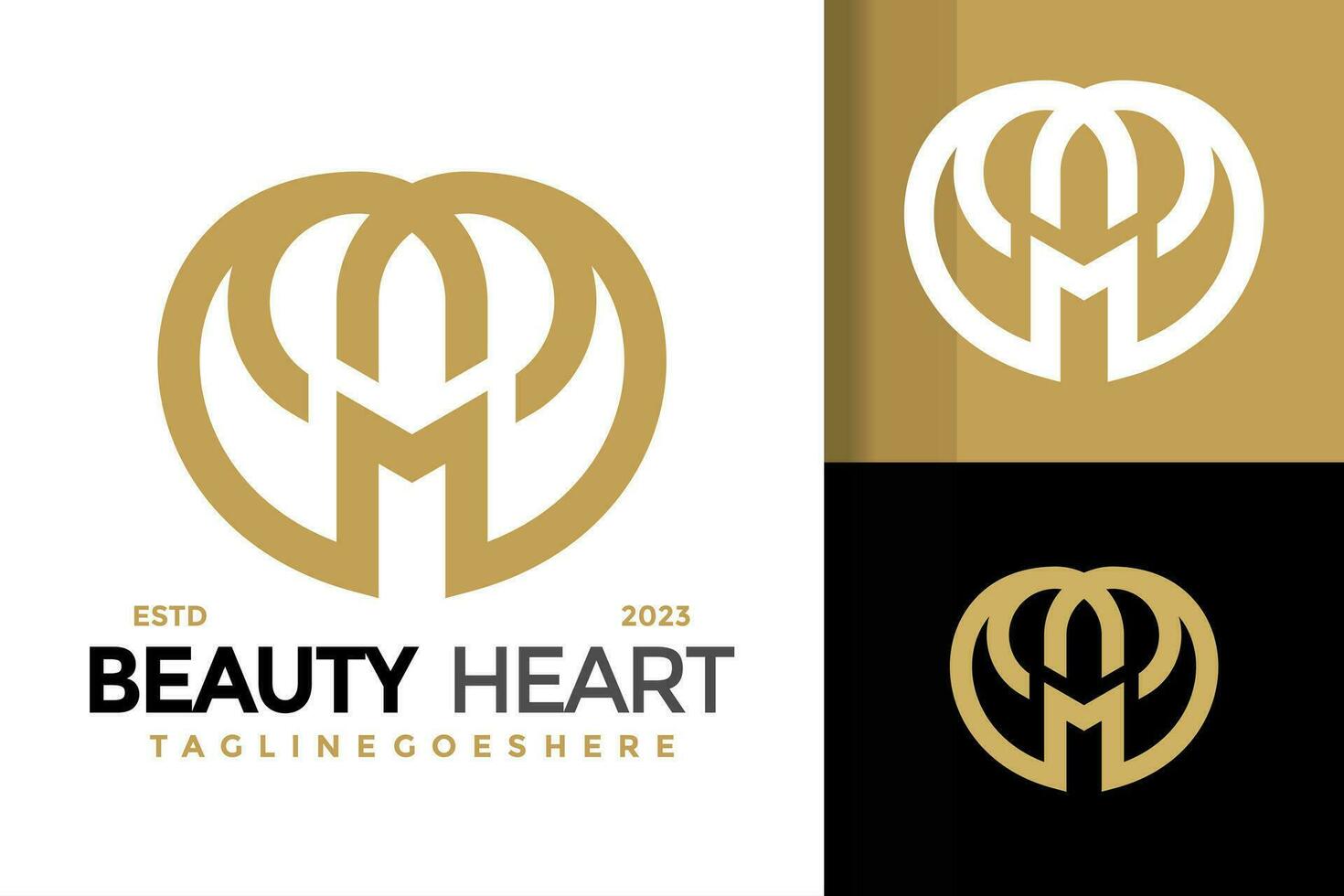 Letter M Beauty Heart logo design vector symbol icon illustration