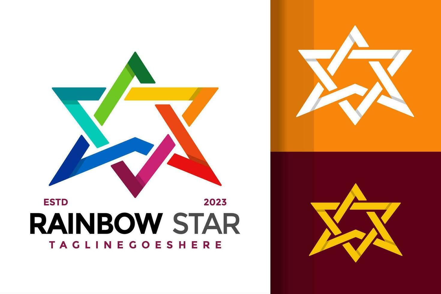 Rainbow star colorful logo design vector symbol icon illustration