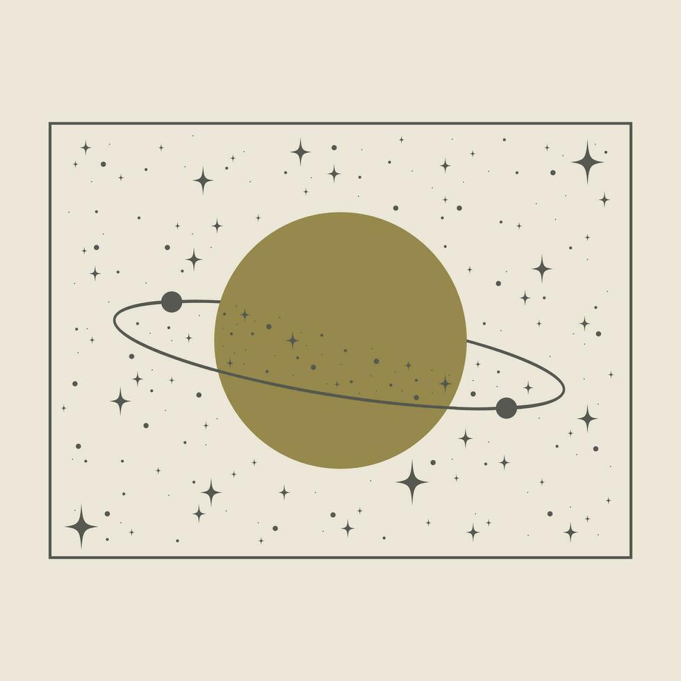 exterior espacio con Saturno planeta ilustración tarjeta vector