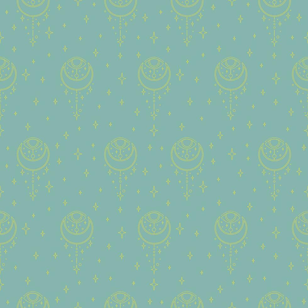 Seamless pattern with esoteric mystical eyes. Blue colour background. vector