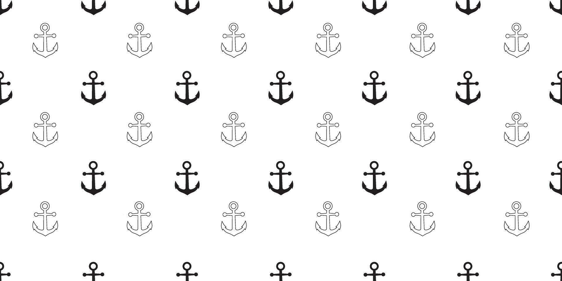 black white anchor seamless pattern vector