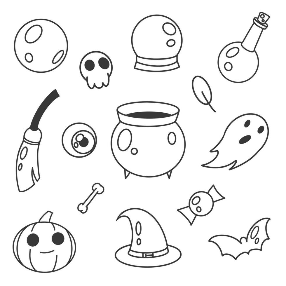 Halloween element set. Doodle art vector