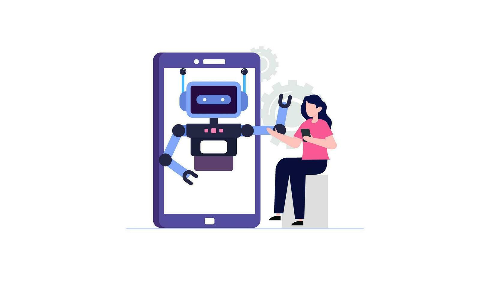 Cooperate with AI artificial intelligence illustration vector