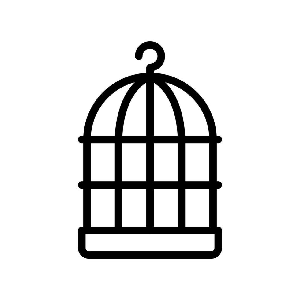 Empty bird cage, birdcage icon in line style design isolated on white background. Editable stroke. vector