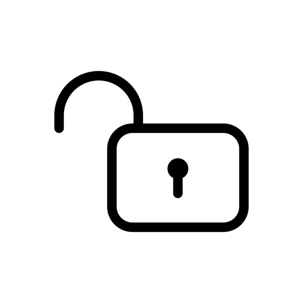 Unlocked, open padlock icon in line style design isolated on white background. Editable stroke. vector