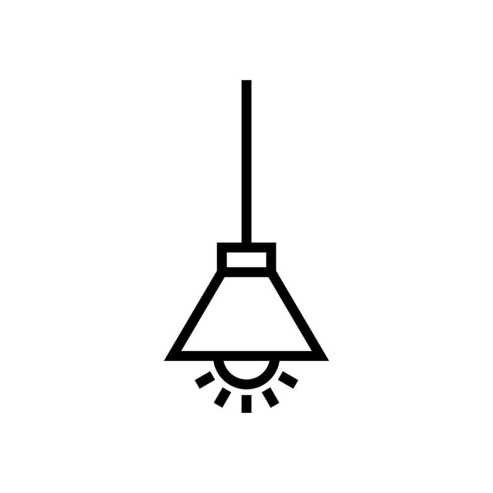 Hanging lamp, ceiling light bulb icon in line style design isolated on white background. Editable stroke. vector