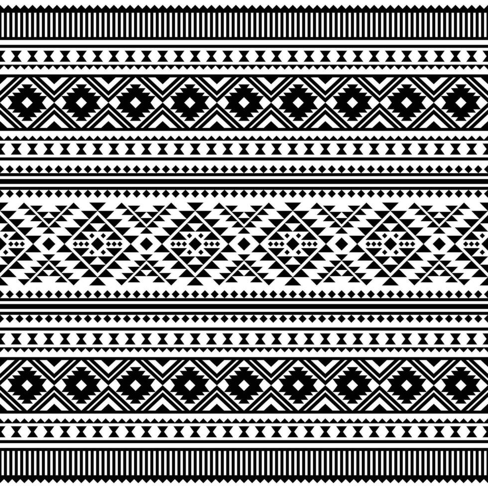 Aztec geometric seamless ethnic pattern. Tribal traditional ornament motif design for textile. Black and white colors. vector