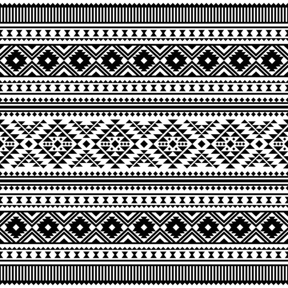 Aztec geometric seamless ethnic pattern. Tribal traditional ornament motif design for textile. Black and white colors. vector