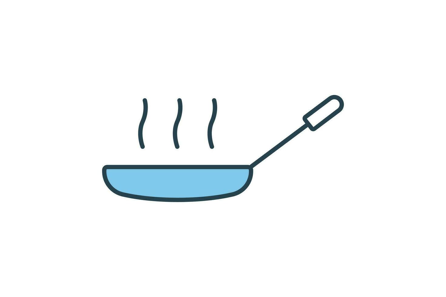 Frying Pan icon. icon related to cooking, household appliances. Flat line icon style design. Simple vector design editable