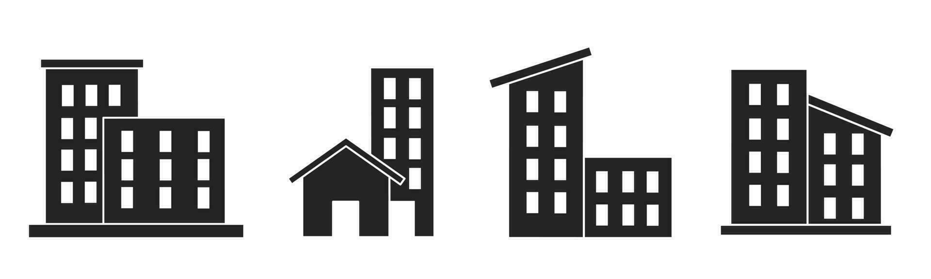 conjunto de ilustraciones acerca de edificio icono. valores vector. vector