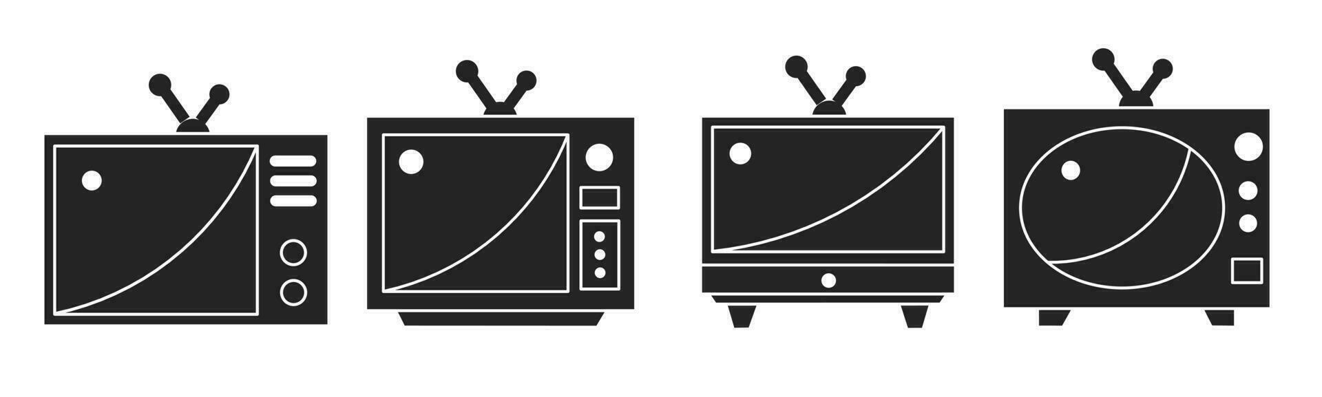 Set of illustrations about television icon. Stock vector. vector