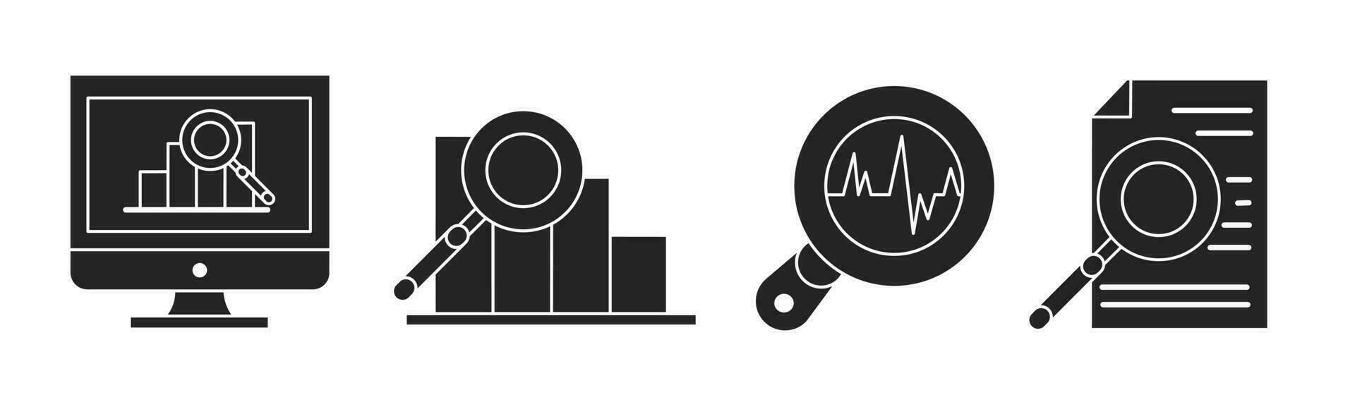 Set of illustrations about data analytics icon. Stock vector. vector