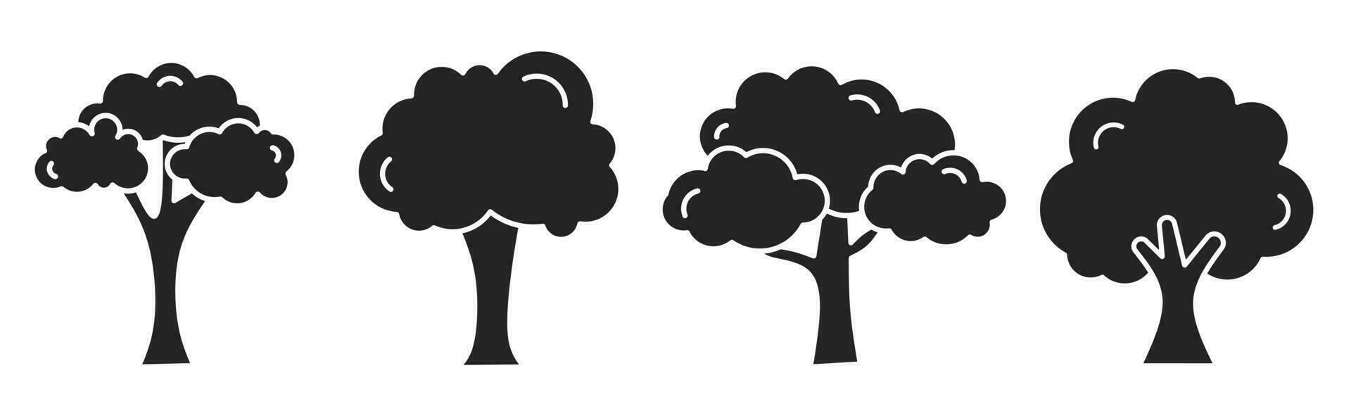 conjunto de ilustraciones acerca de árbol icono. valores vector. vector