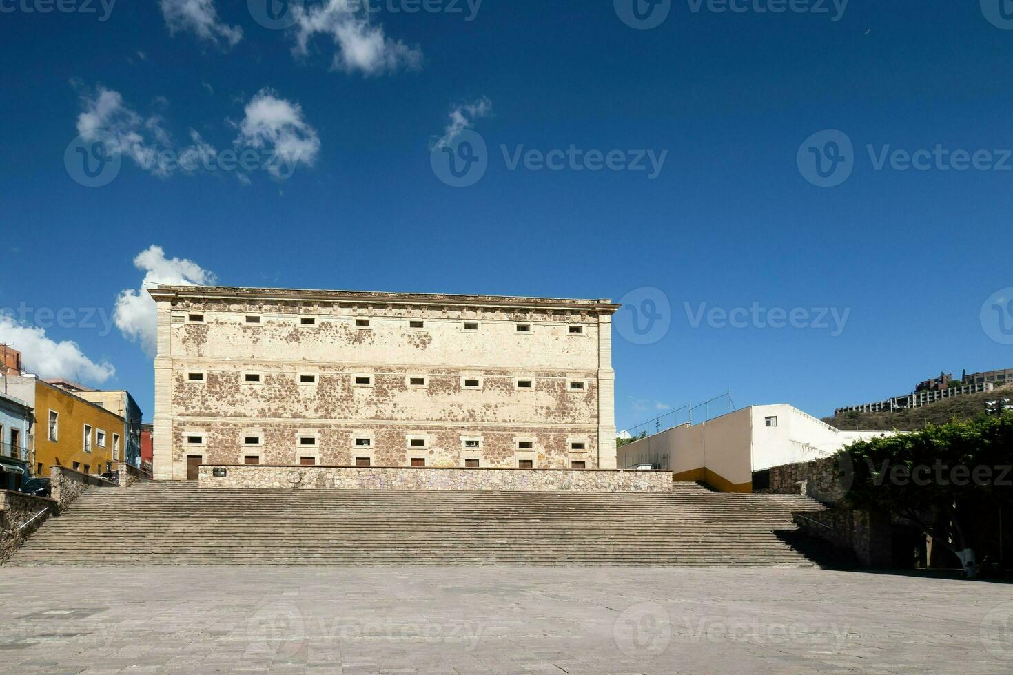 Alhondiga de Granaditas A historic building in Guanajuato, Mexico, against a cloudy sky photo