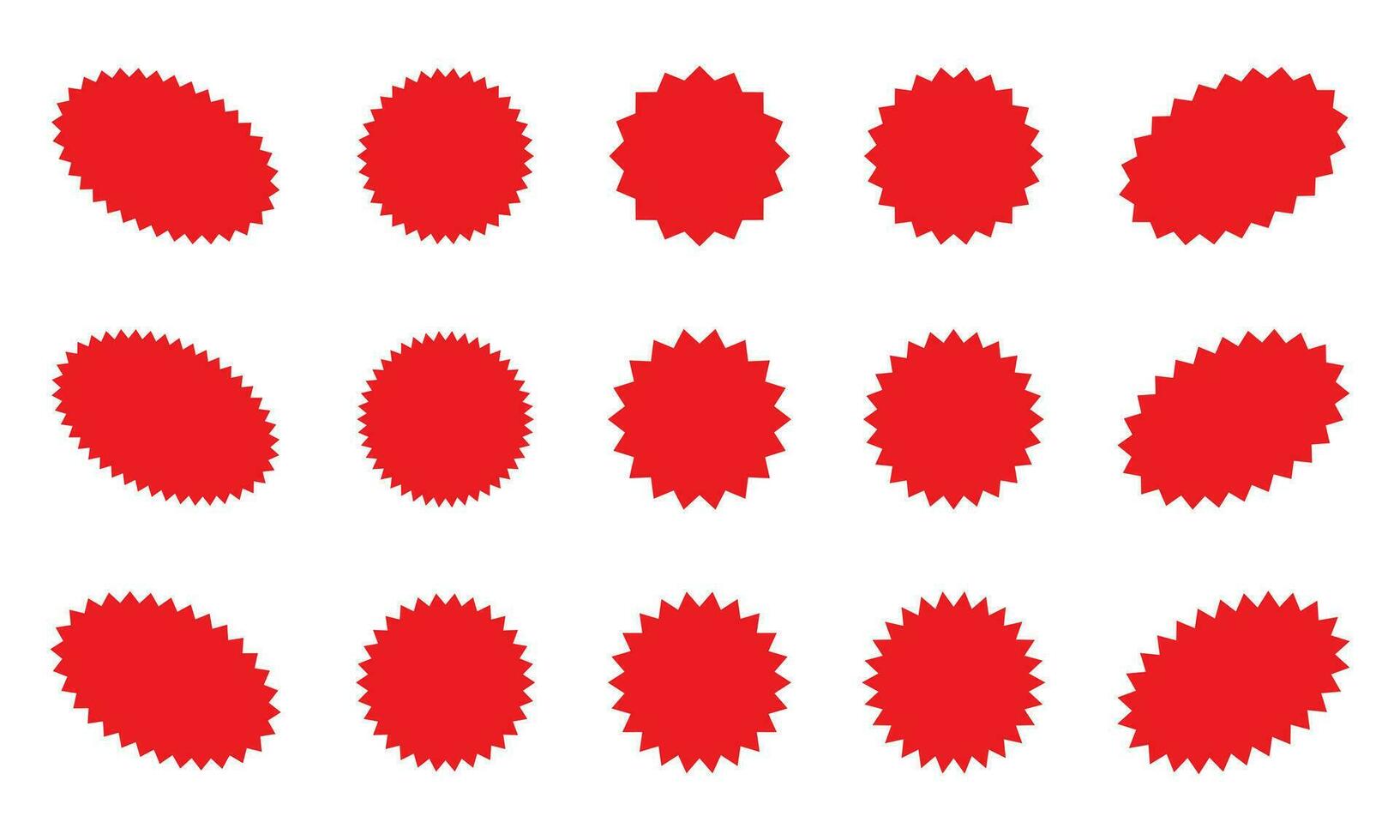 Set of red starburst, sunburst badges. Design elements - best for sale sticker, price tag, quality mark. Flat vector illustration isolated on white background.
