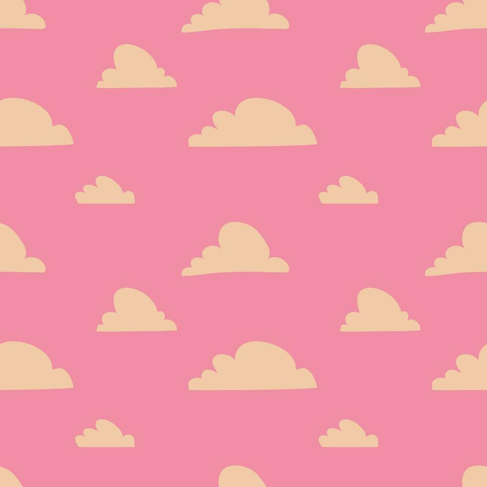 Seamless vector pattern of hand drawn cute clouds. Design of repeating  magic clouds for printing scrapbooking paper, fabric, wallpapers, backgrounds.