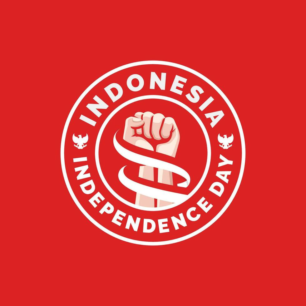 Indonesia independence day logo design vector illustration