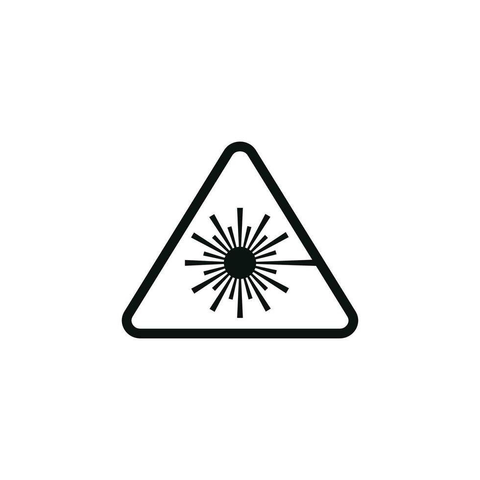 Laser radiation caution warning symbol design vector