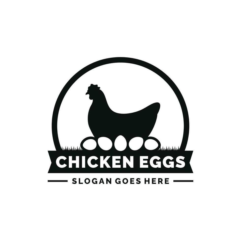 Chicken eggs farm logo design vector