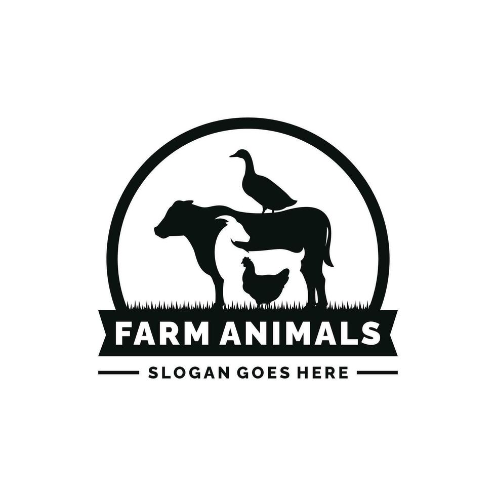 Farm animals logo design vector. Livestock logo vector