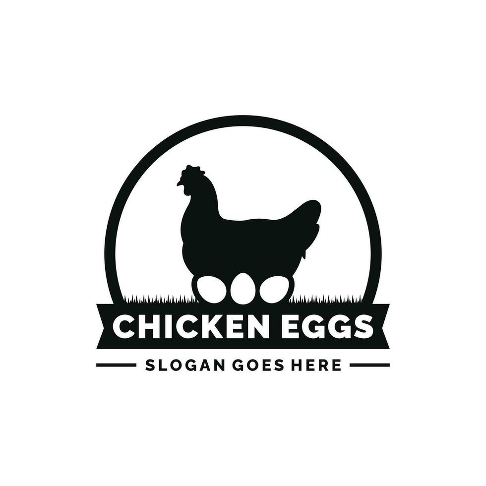Chicken eggs farm logo design vector