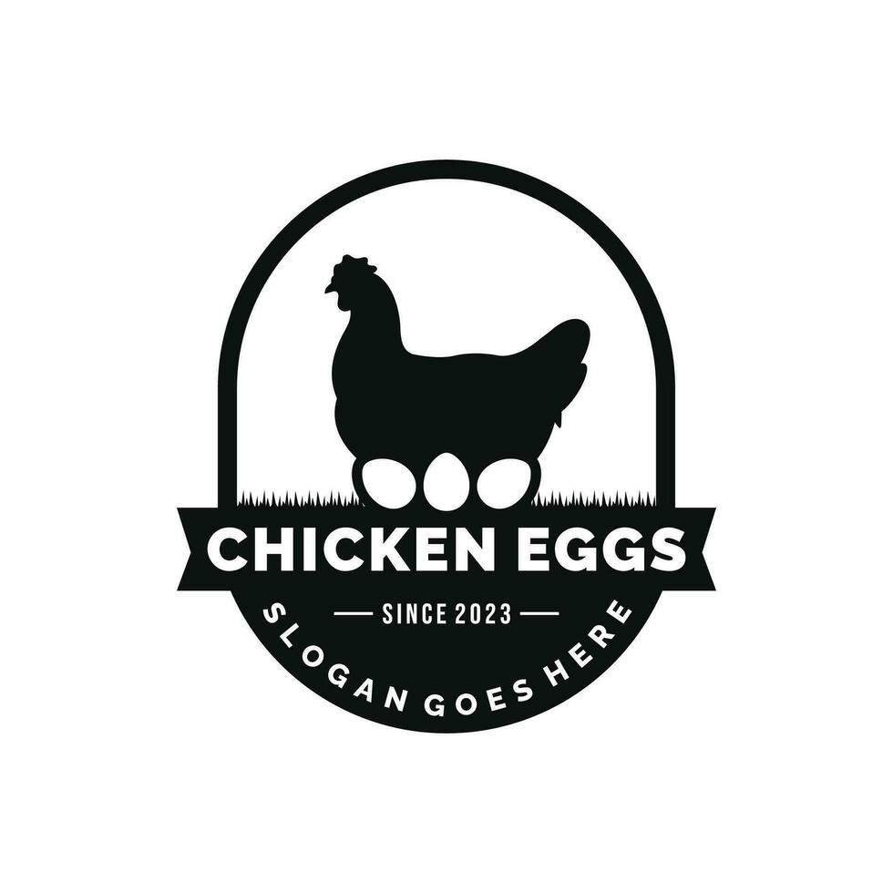 Chicken eggs farm logo design vector