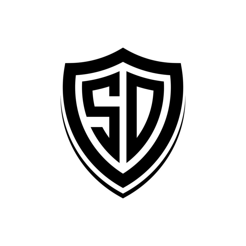 shield shape SD letter logo design vector