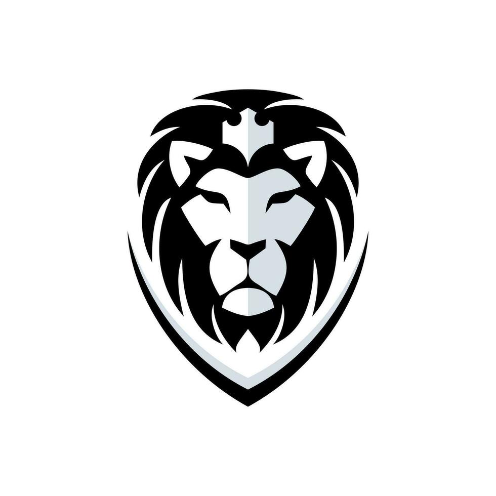 león logo diseño negro y blanco color vector