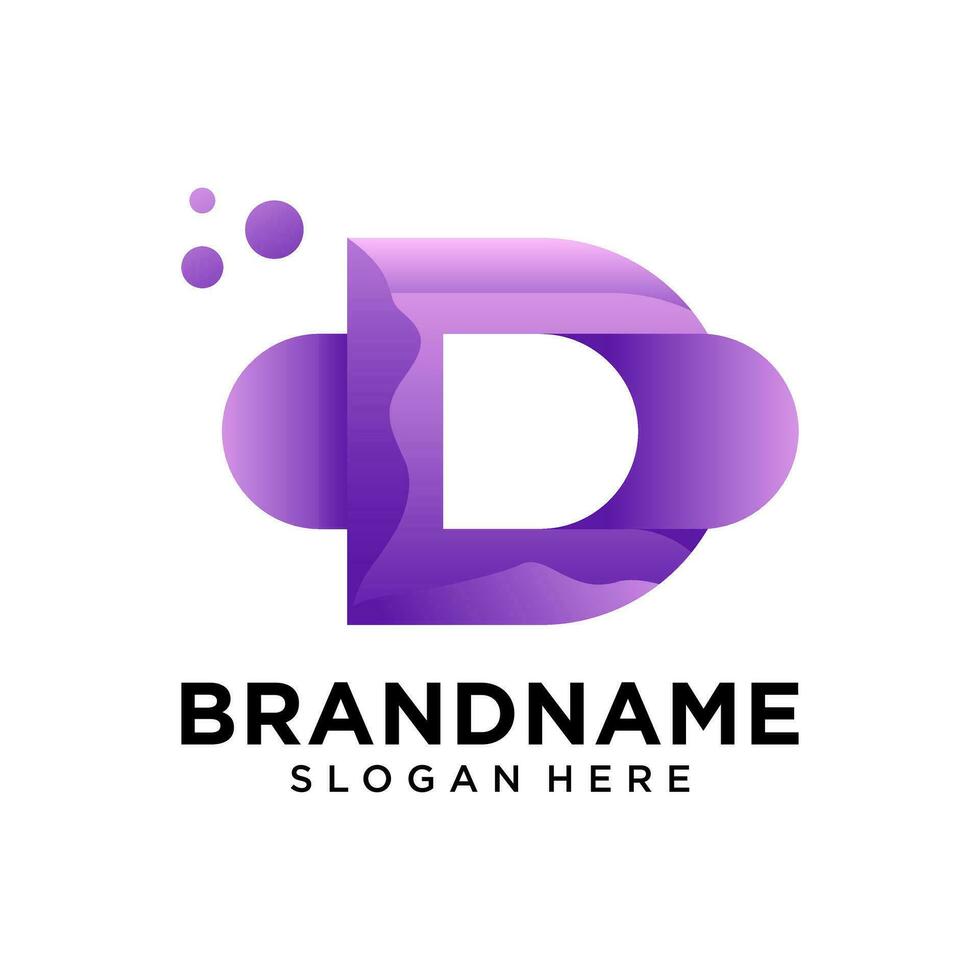 D letter logo colorful gradient vector