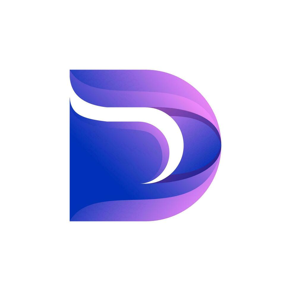 D letter logo colorful gradient vector