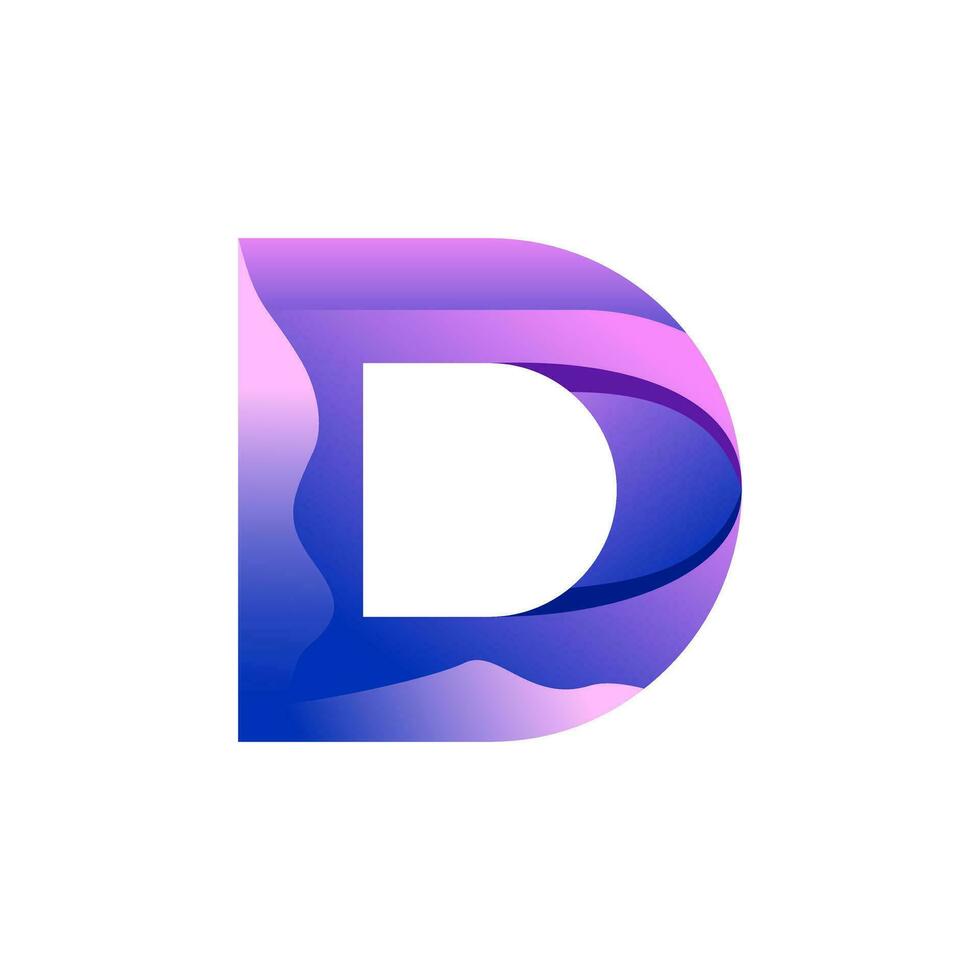 D letter logo colorful gradient vector