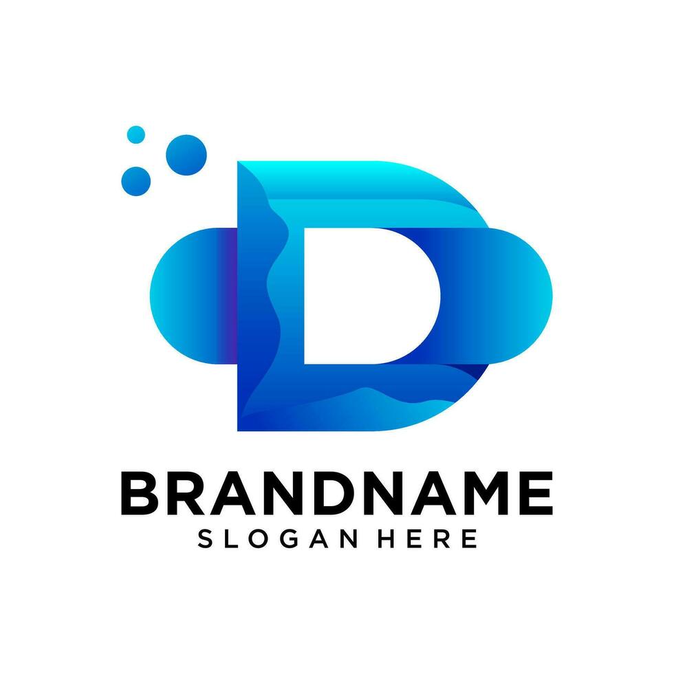 D letter logo colorful gradient vector