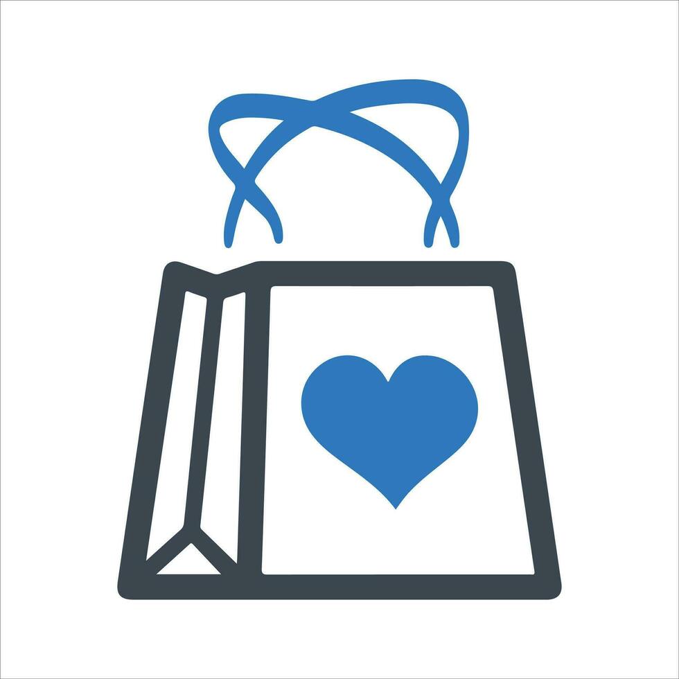 Favourite shopping bag icon. Vector and glyph