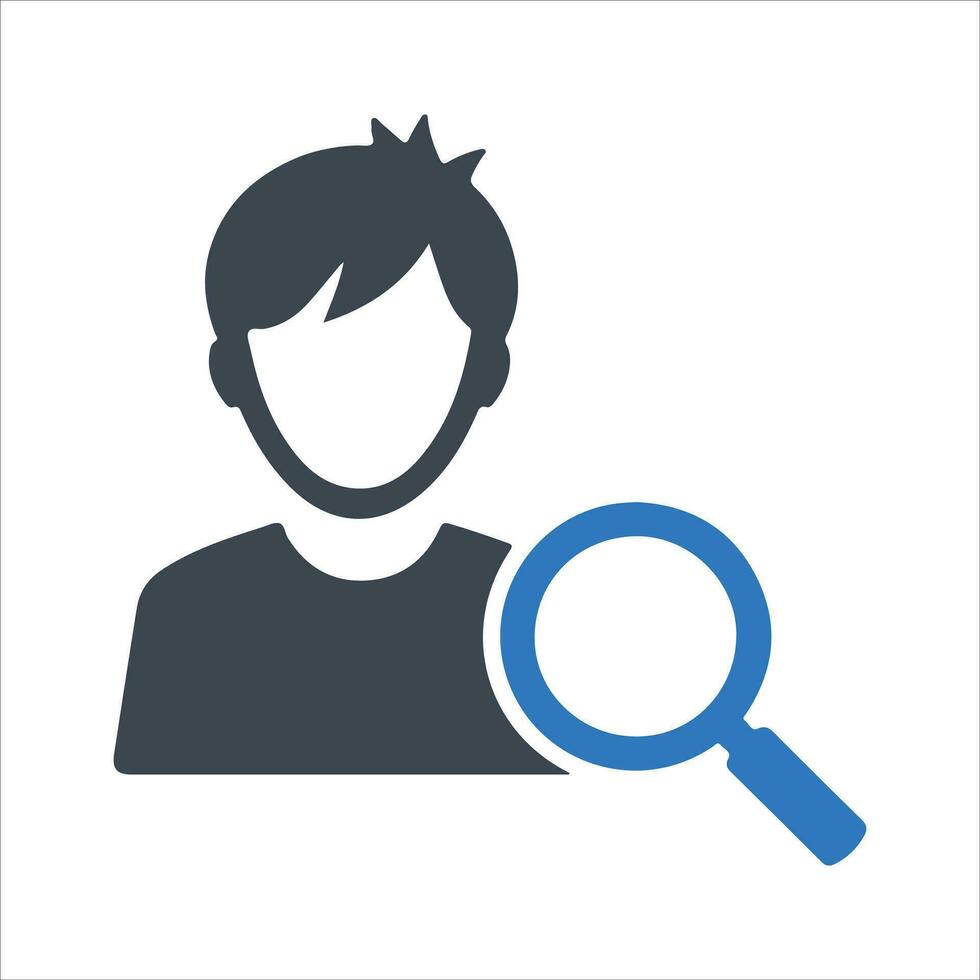 Search friend icon. Vector and glyph