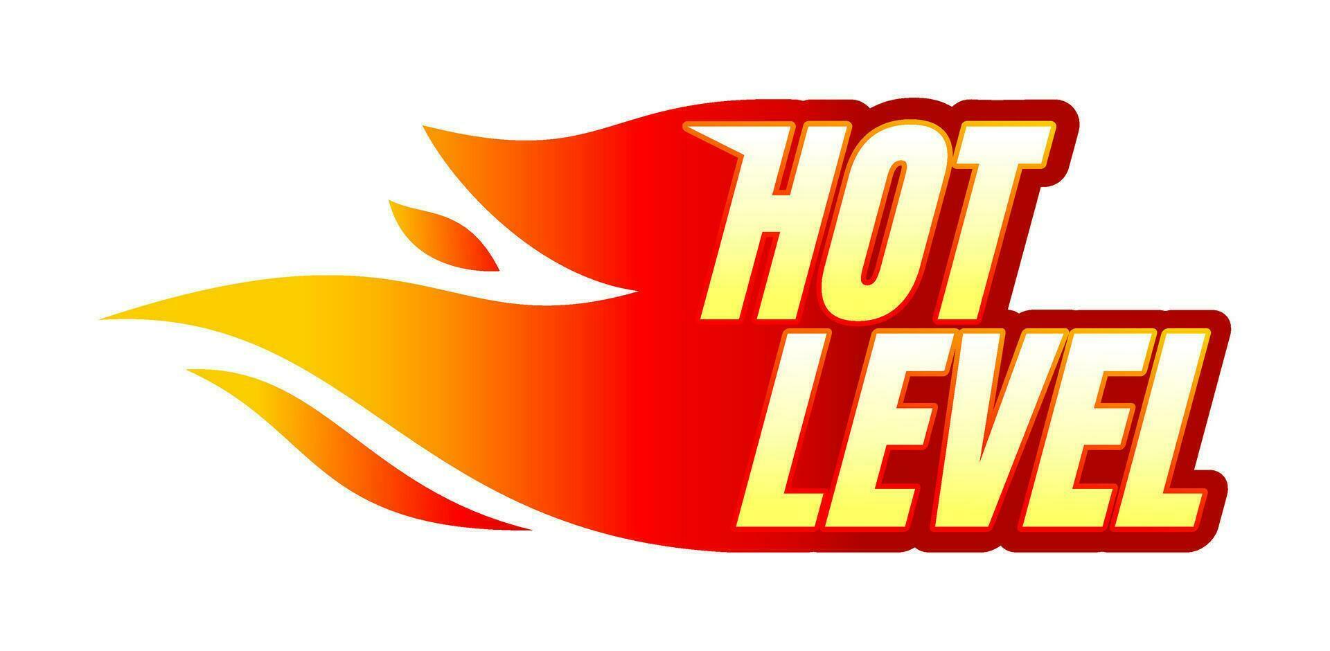 Hot level fire vector icon label isolated on white background. Vector illustration