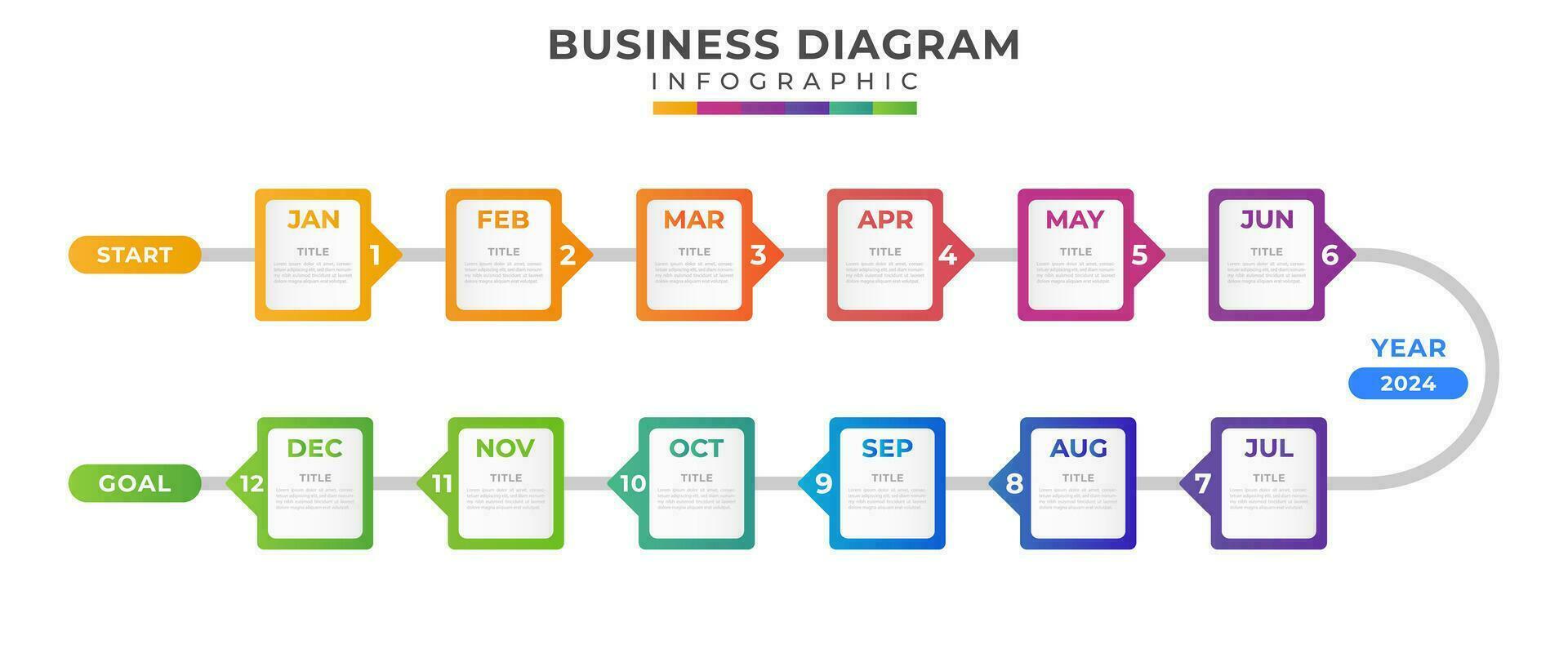 anual moderno cronograma diagrama, presentación vector infografía modelo para negocio.