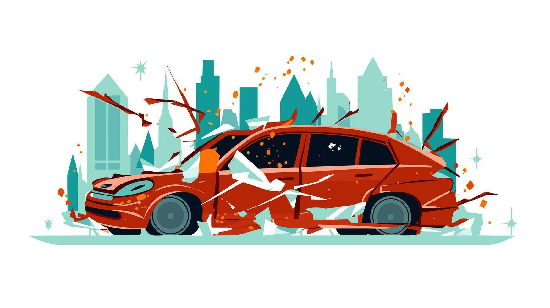 Symbol of Resilience Exploring the Broken Car Banner Image vector