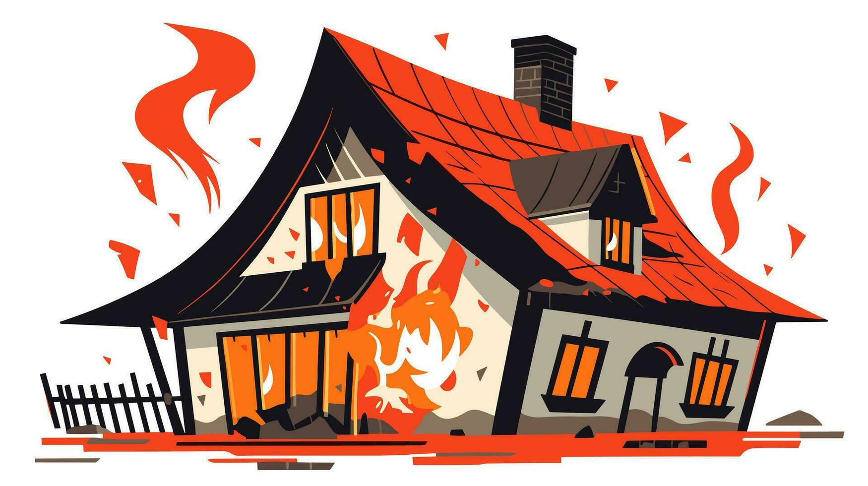 Dramatic Blaze Exploring the Intense Image of a House on Fire in the Banner vector