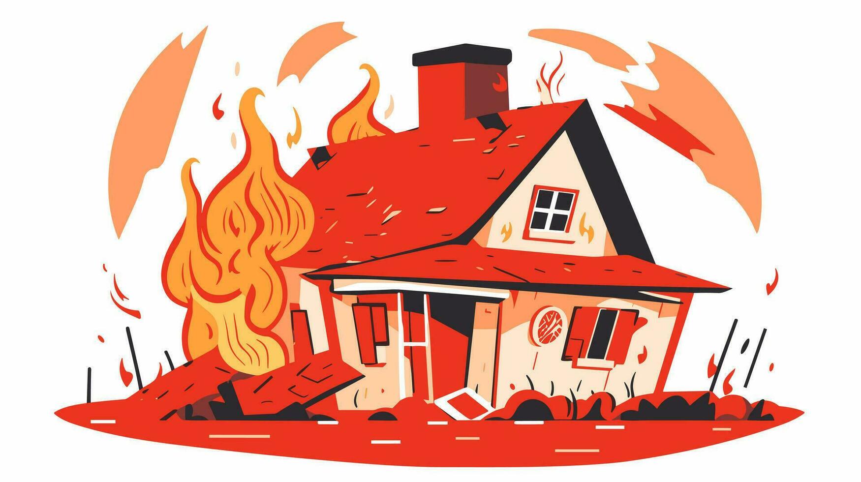 Dramatic Blaze Exploring the Intense Image of a House on Fire in the Banner vector