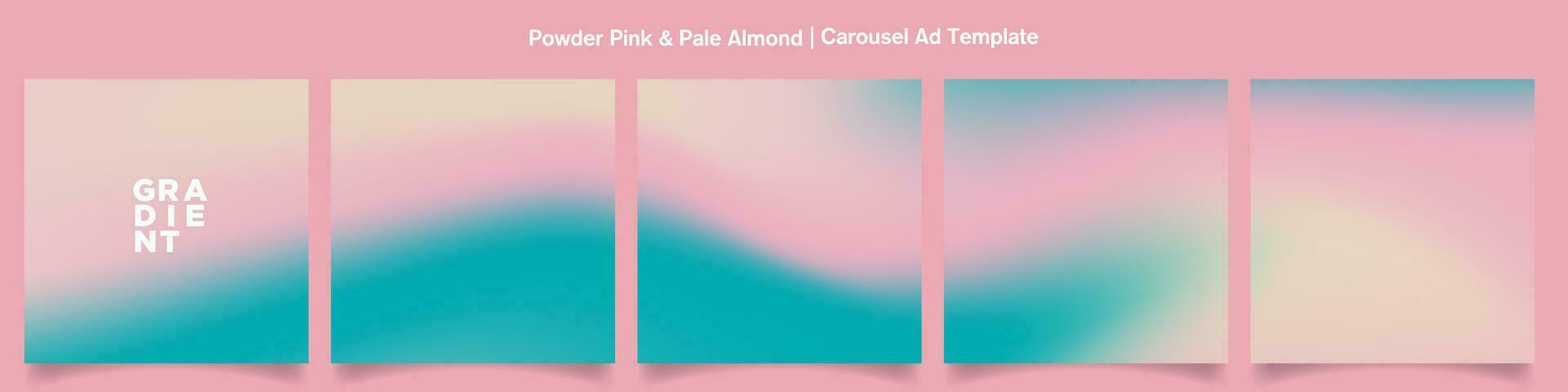 Soft Pink Gradient Carousel Ad Template. Powder Pink and Almond continuous Gradient background set for social media templates. Editable Vector Illustration. EPS 10