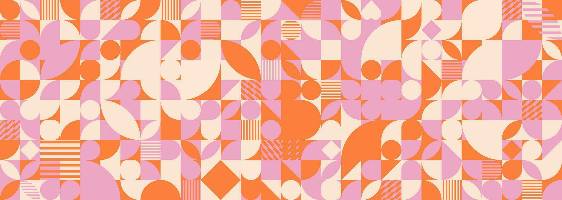 1970's Vintage Geometric Pattern. Seamless Bauhaus 60s and 70s style pattern. Vector Illustration. EPS 10.