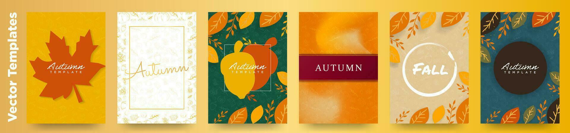 Set of Editable Autumn Templates. Fall inspired poster backgrounds. EPS 10. For posters, designs, invitations, cards, sale signs, artworks. vector