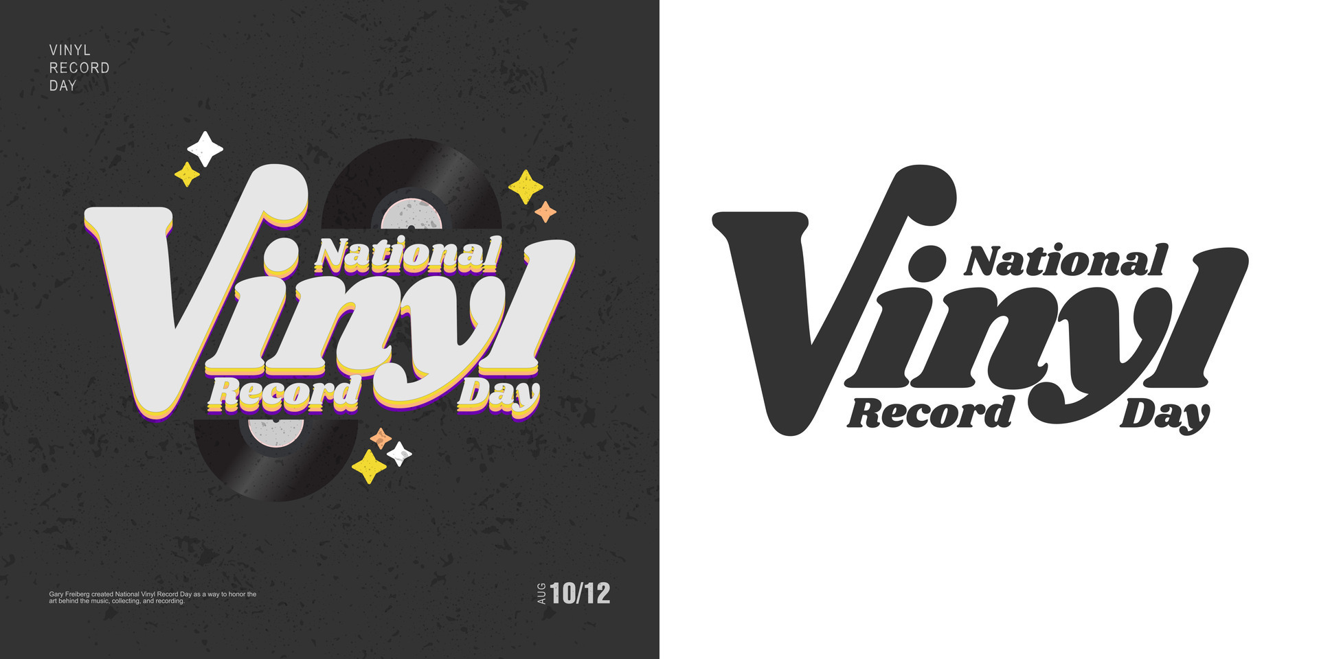 National Vinyl Record Day Greeting Card and vintage lettering in black