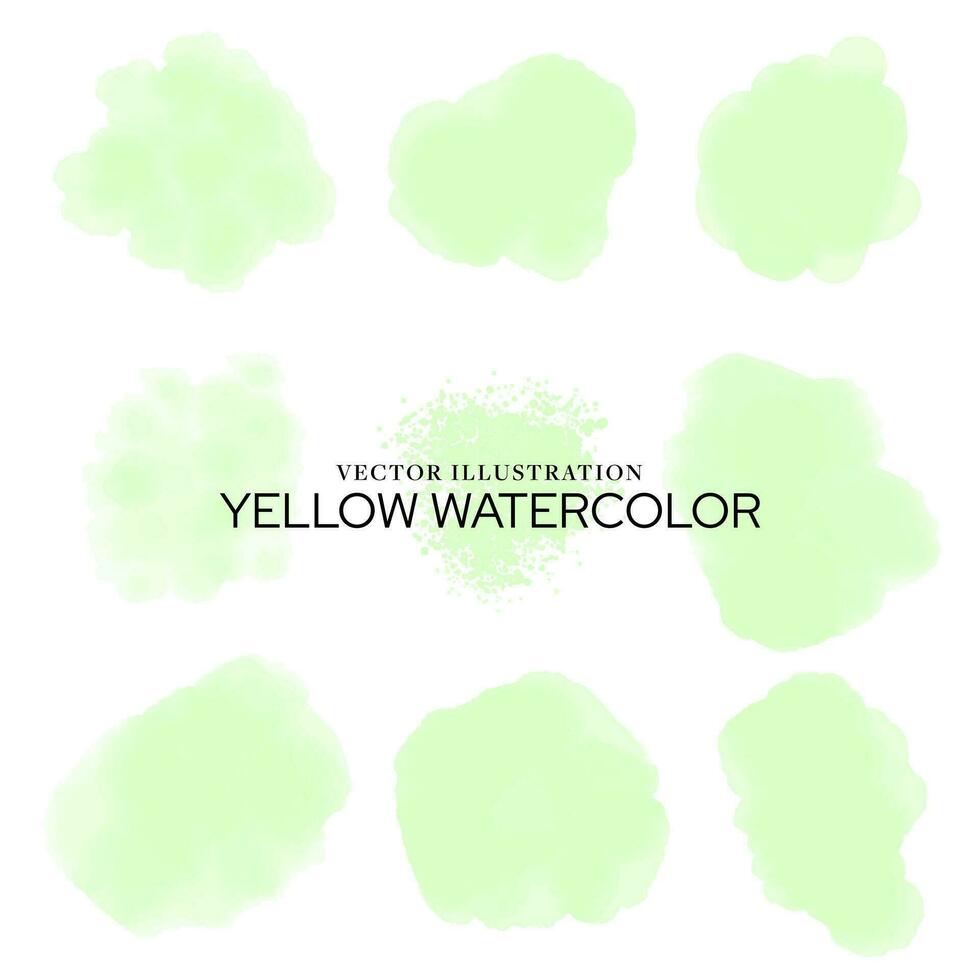 Abstract Light Yellow Watercolor splotches and strokes isolated on white background. Editable Vector Illustration. EPS 10.