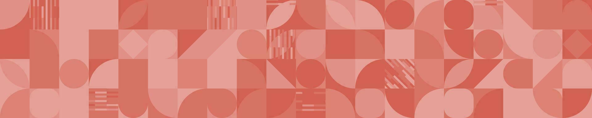 Monochromatic Raspberry Blush, red-orange, and pink geometric banner in Bauhaus art style. Vector Illustration. EPS 10.