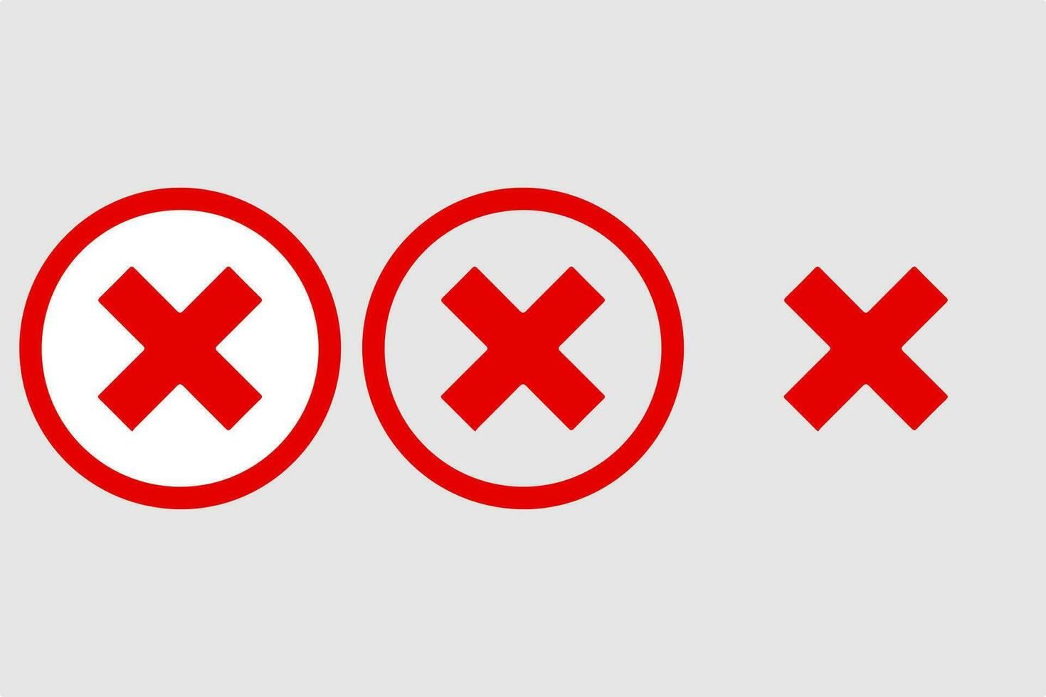 Red cross with rounded borders icons set vector
